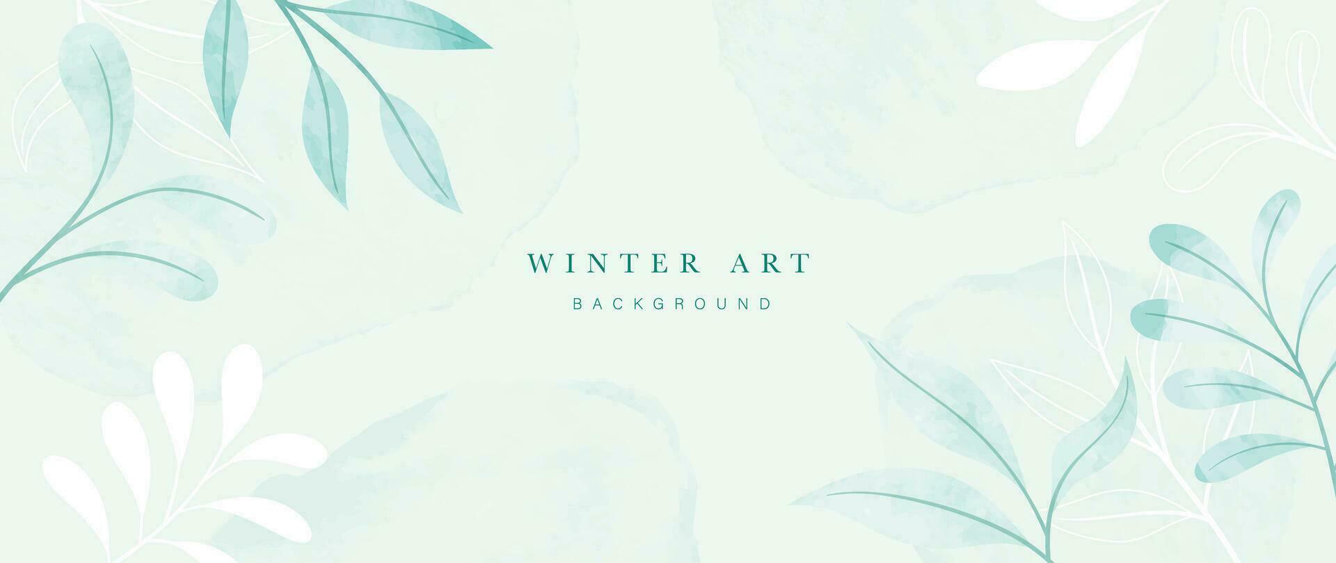 Winter background vector. Hand painted watercolor flower and botanical leaves branch hand drawing. Abstract art design for wallpaper, wall arts, cover, wedding and invite card. vector