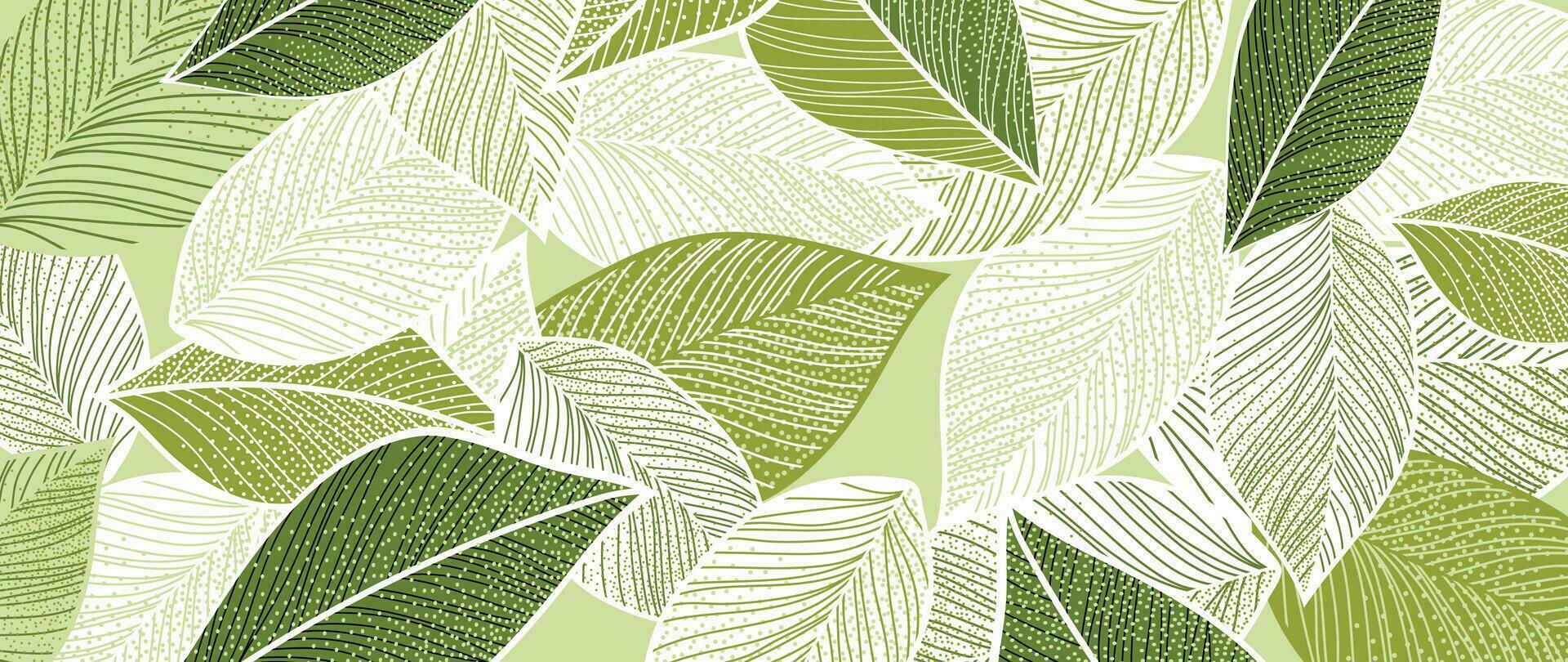 Abstract foliage botanical background vector. Green watercolor wallpaper of tropical plants, leaves, leaf branches. Foliage design for banner, prints, decor, wall art, decoration, fabric. vector
