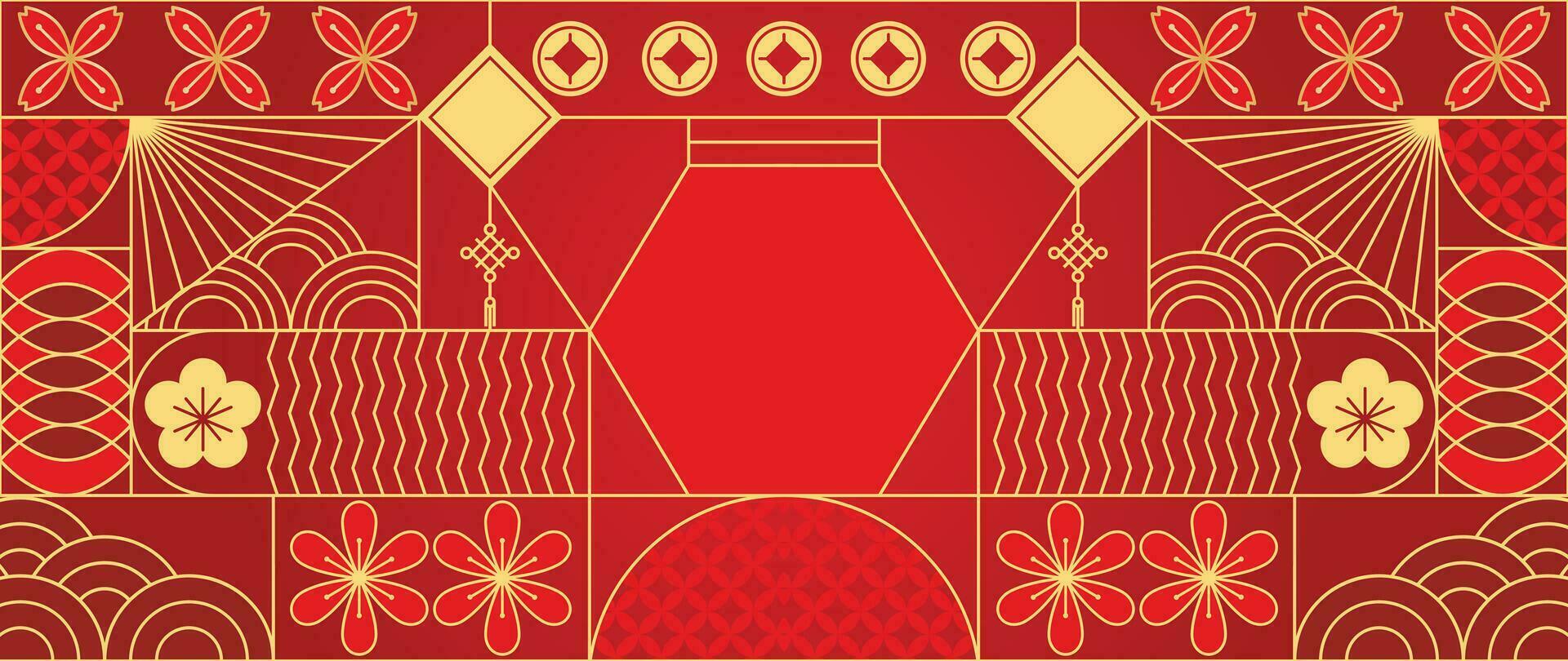 contento chino nuevo año antecedentes vector. año de el continuar diseño fondo de pantalla con flor, colgante, moneda, chino modelo. moderno lujo oriental ilustración para cubrir, bandera, sitio web, decoración. vector