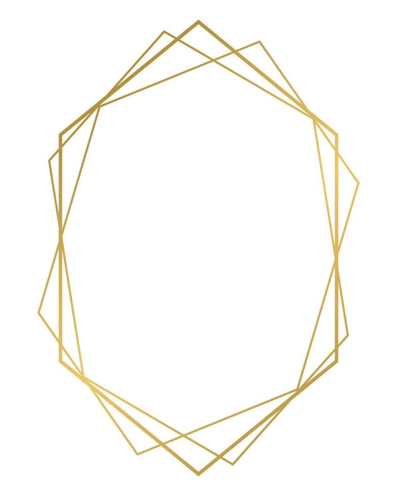 Luxury golden geometric shape frame illustration. vector