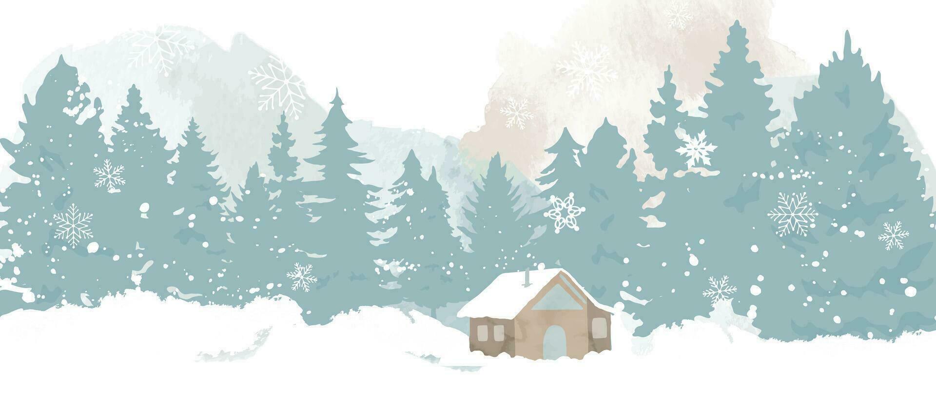 invierno antecedentes vector. mano pintado acuarela dibujo para Navidad y contento nuevo año estación. antecedentes diseño para invitación, tarjetas, social correo, anuncio, cubrir, rebaja bandera y invitación. vector