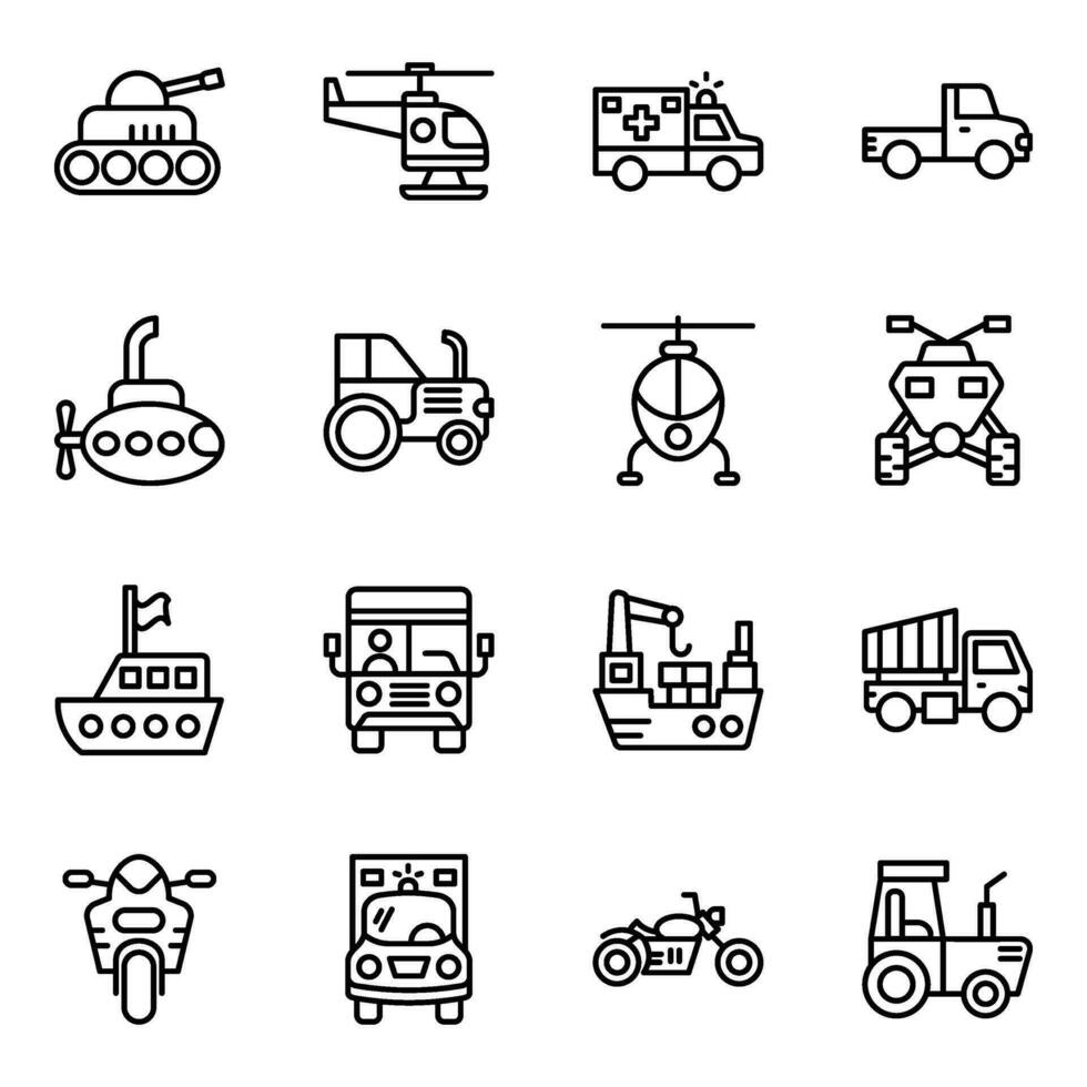 Pack of Modes of Transportation Vector Icons
