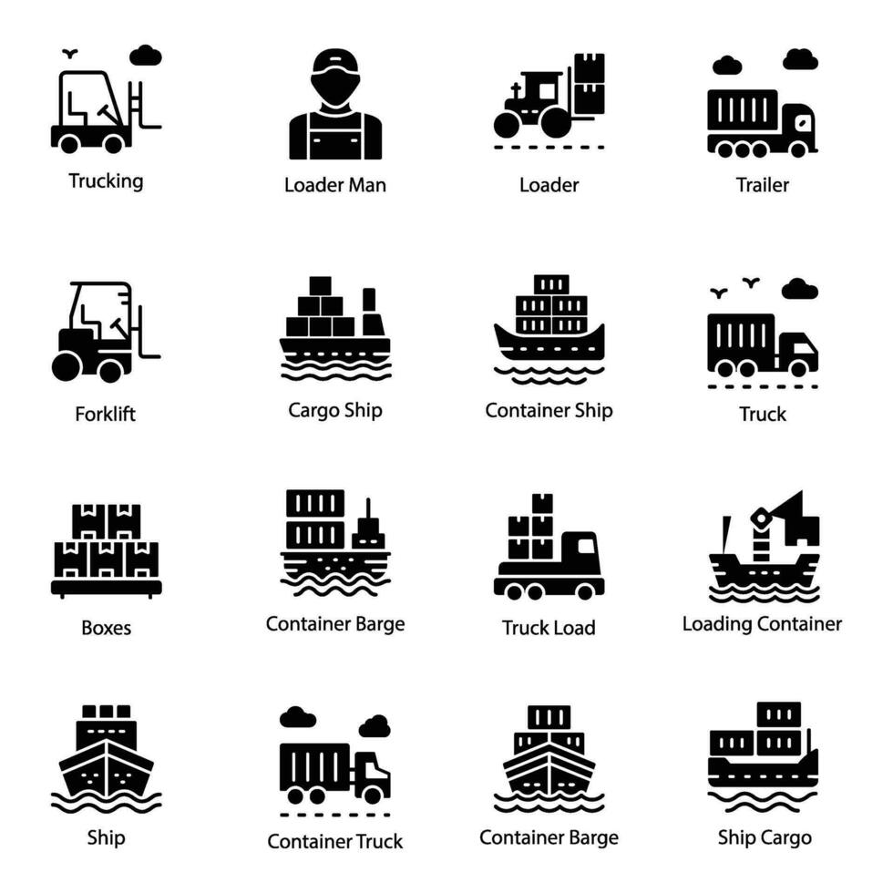 Pack of Logistics Glyph Vector Icons