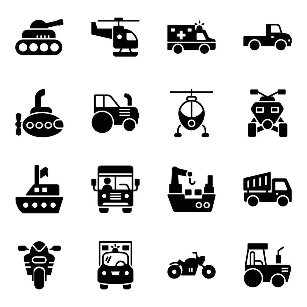 Pack of Modes of Transportation Vector Icons