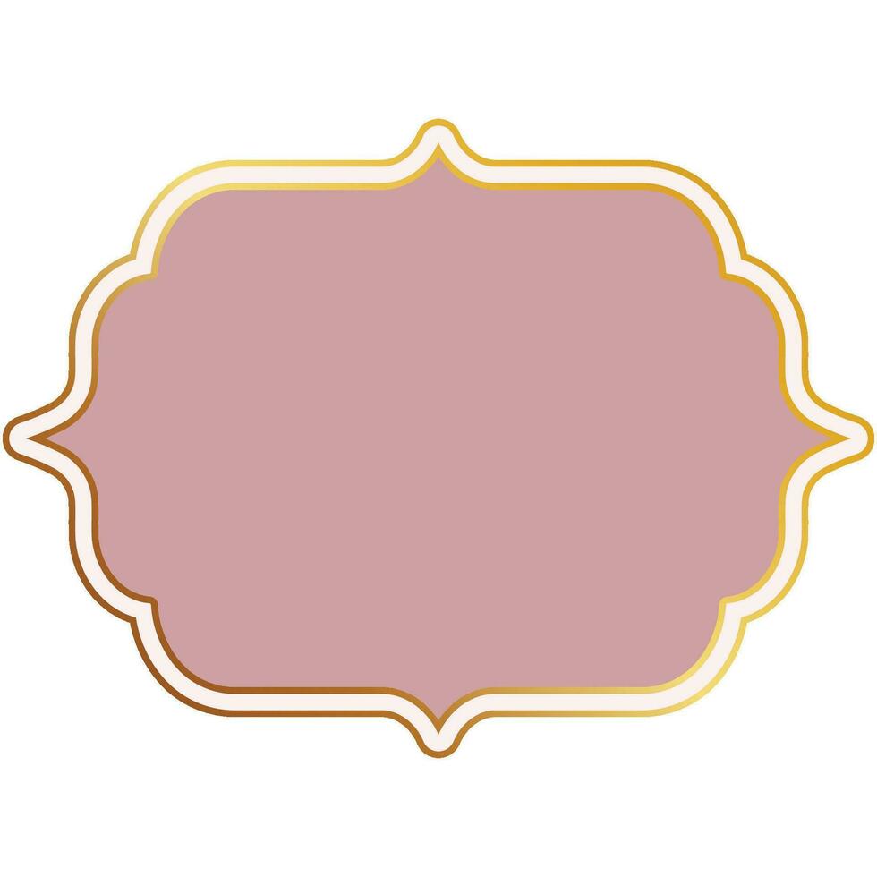 Gold frame with pink background for married couple wedding card. vector