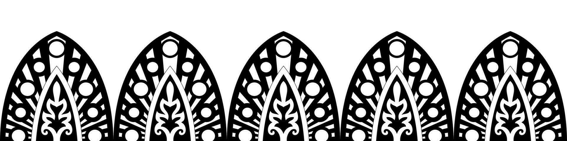 simple mandala Horizontal mandala line pattern. Black pattern brush on white background. vector