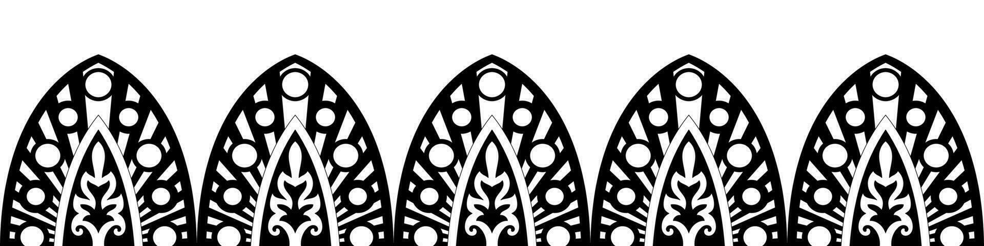 simple mandala Horizontal mandala line pattern. Black pattern brush on white background. vector