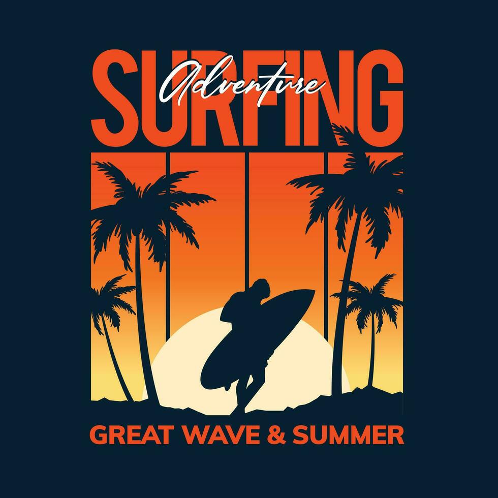 surf obra de arte para camiseta diseño vector