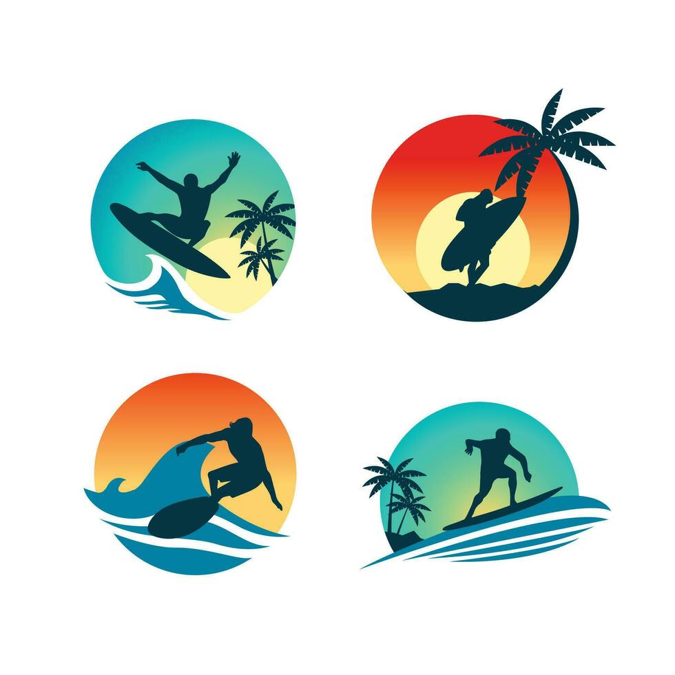 surfing artwork for badge design vector