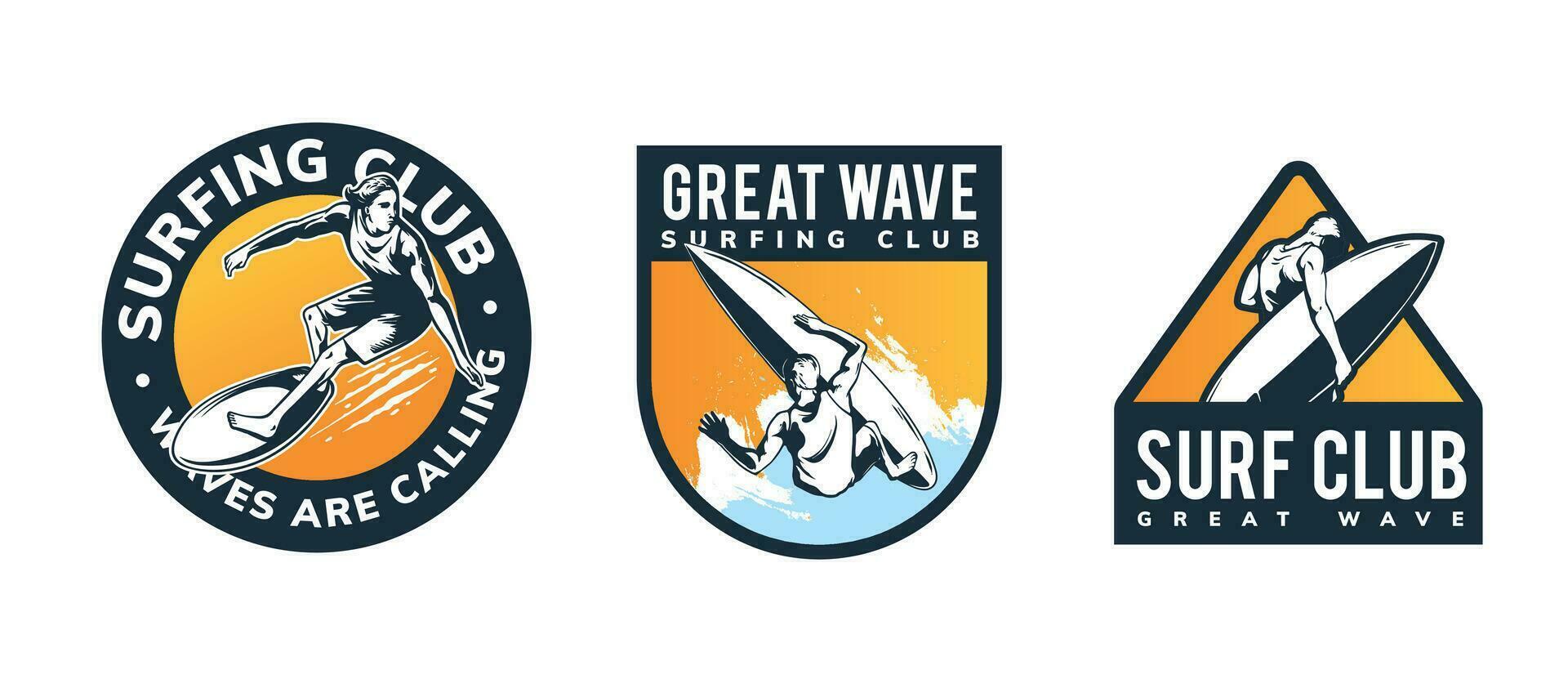 surfing artwork for badge design vector