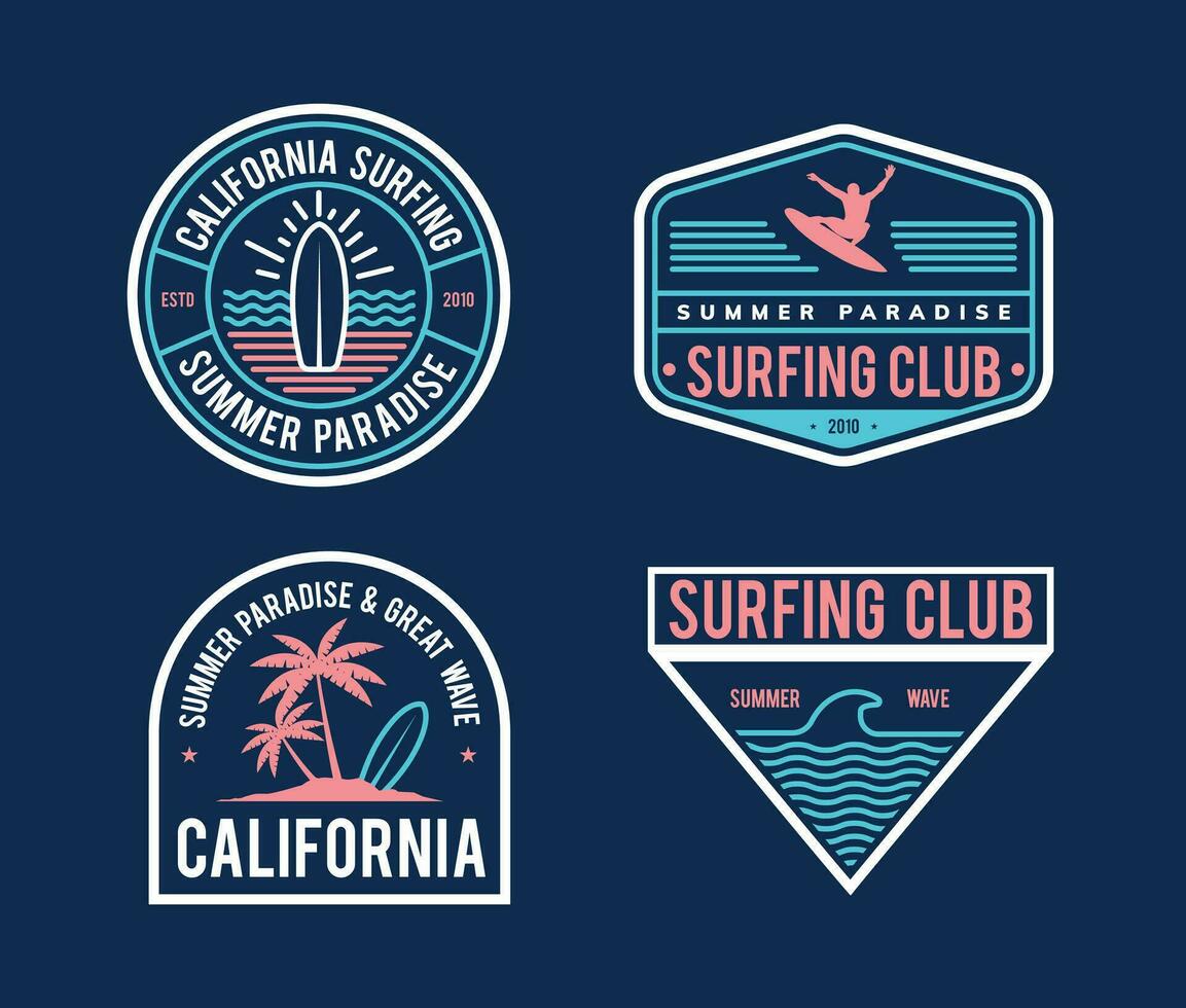 surf obra de arte para Insignia diseño vector