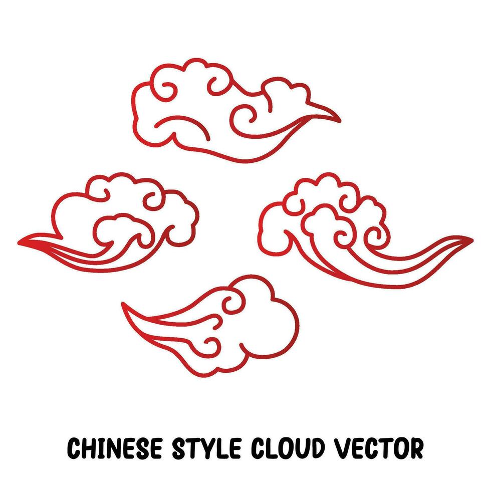chinese cloud collection set illustration outlines style vector