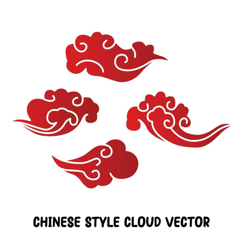 chinese cloud collection set illustration gradient style vector