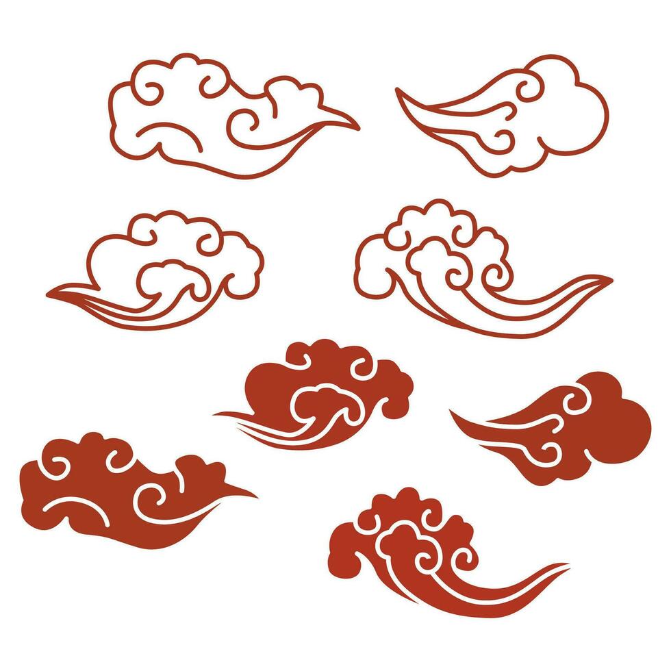 chinese cloud collection set illustration vector