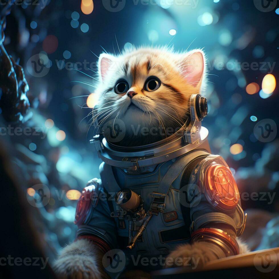 AI generated Cute Cat Works as an Astronaut photo
