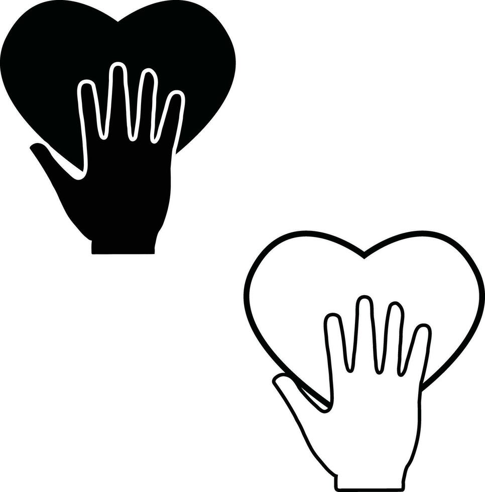 honestidad icono. corazón con mano signo. mano en corazón símbolo. lealtad y devoción logo. plano estilo. vector