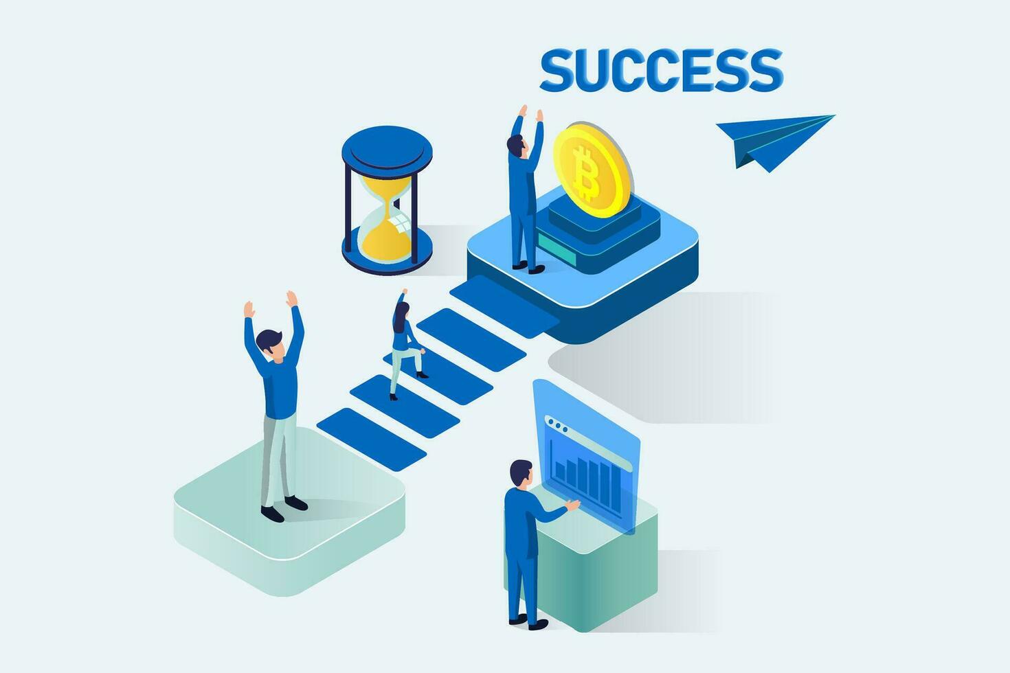 reaching the success isometric illustration design vector