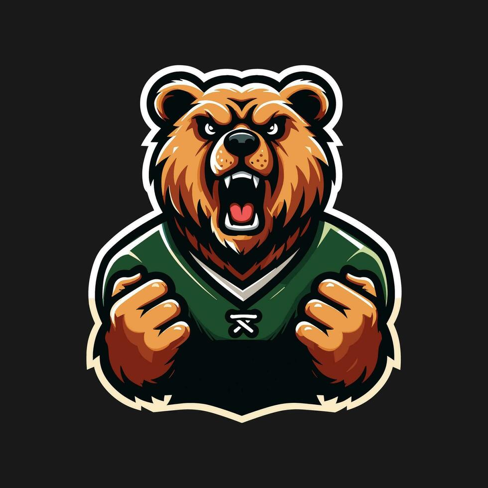 enojado oso mascota logo vector