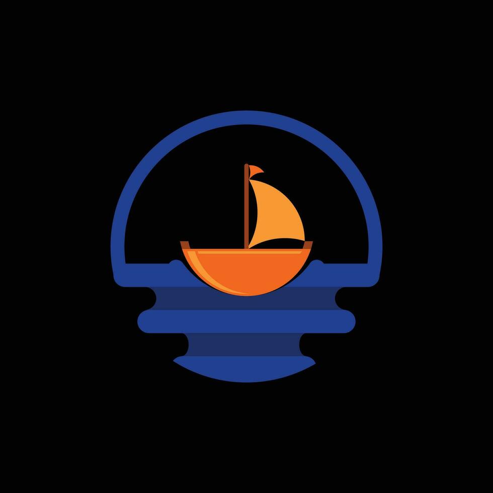BOAT IN THE SEA LOGO VECTOR
