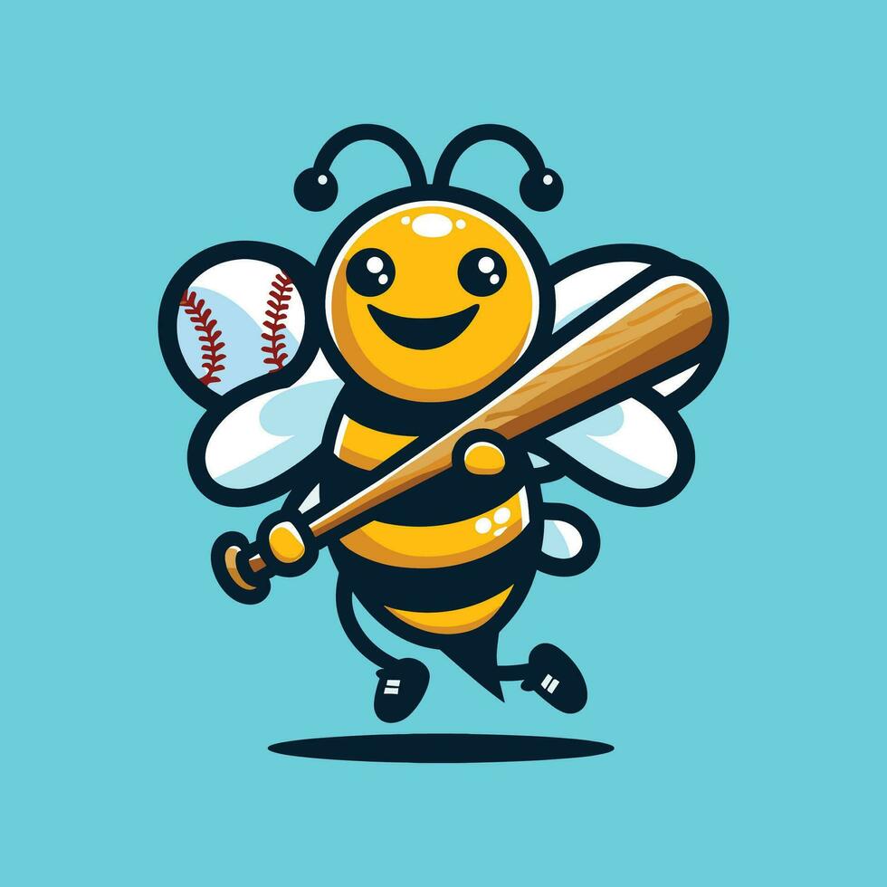 contento abeja béisbol ilustración vector