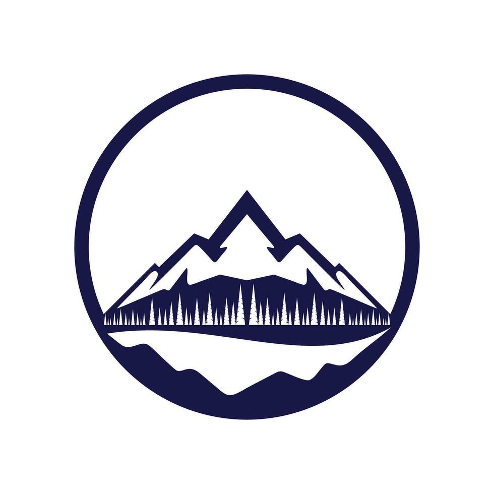 MOUNTAIN IN CIRCLE LOGO VECTOR