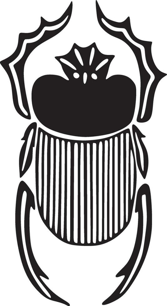 vector monocromo egipcio escarabajo escarabajo. en egipcio mitología, el escarabajo es el sagrado insecto de el Dom Dioses. un símbolo de el creativo poder de el sol, renacimiento en el vida futura.