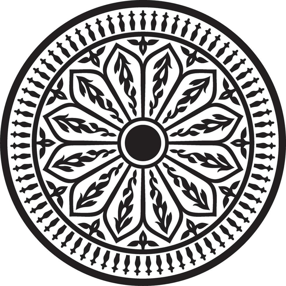Vector round monochrome Arabic national ornament. Endless vegetablePattern of eastern peoples of Asia, Africa, Persia, Iran, Iraq.