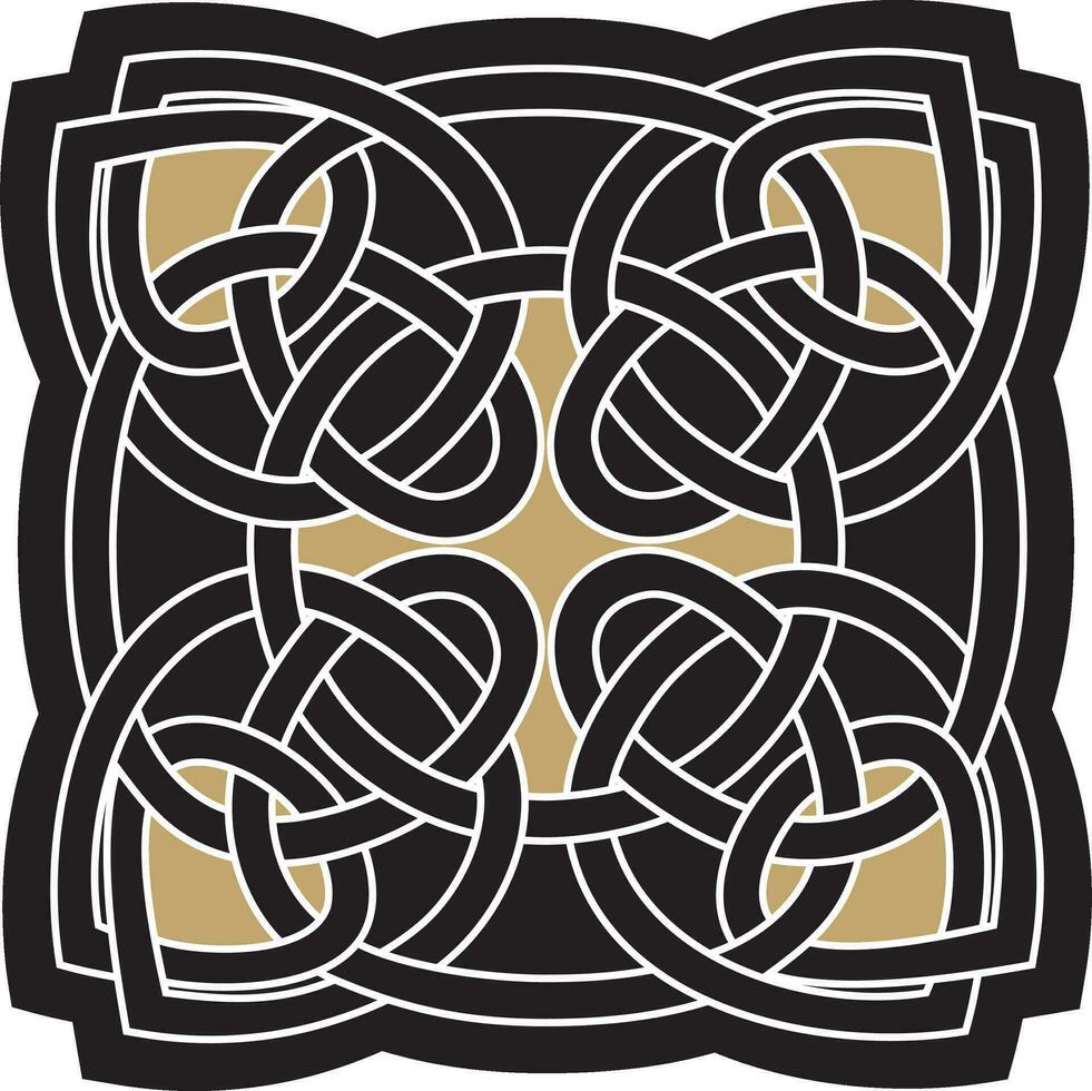 Vector gold and black Celtic knot. Ornament of ancient European peoples. The sign and symbol of the Irish, Scots, Britons, Franks.