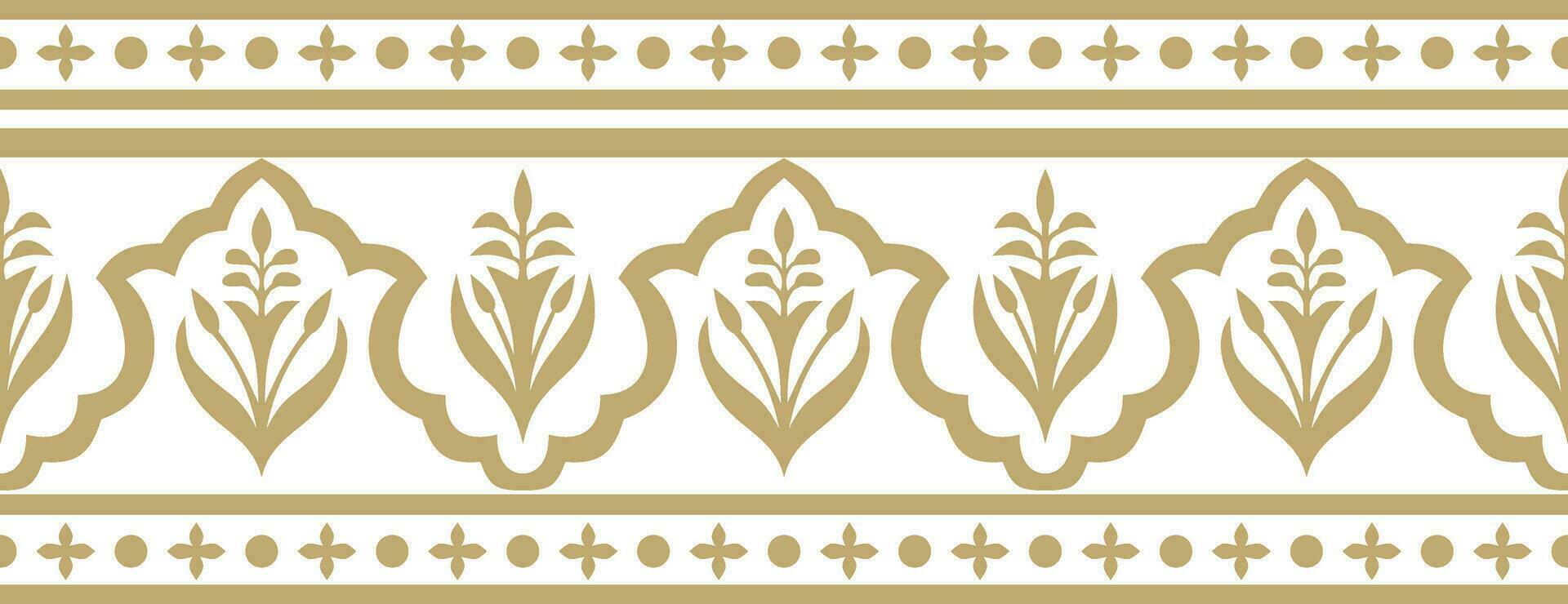 Vector seamless national golden ornament of ancient Persia. Iranian ethnic endless border, frame.