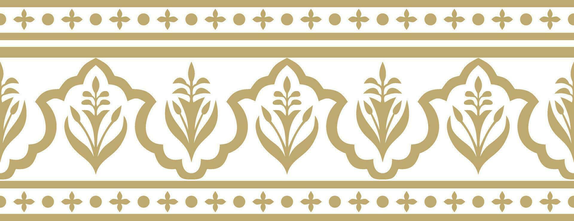 Vector seamless national golden ornament of ancient Persia. Iranian ethnic endless border, frame.