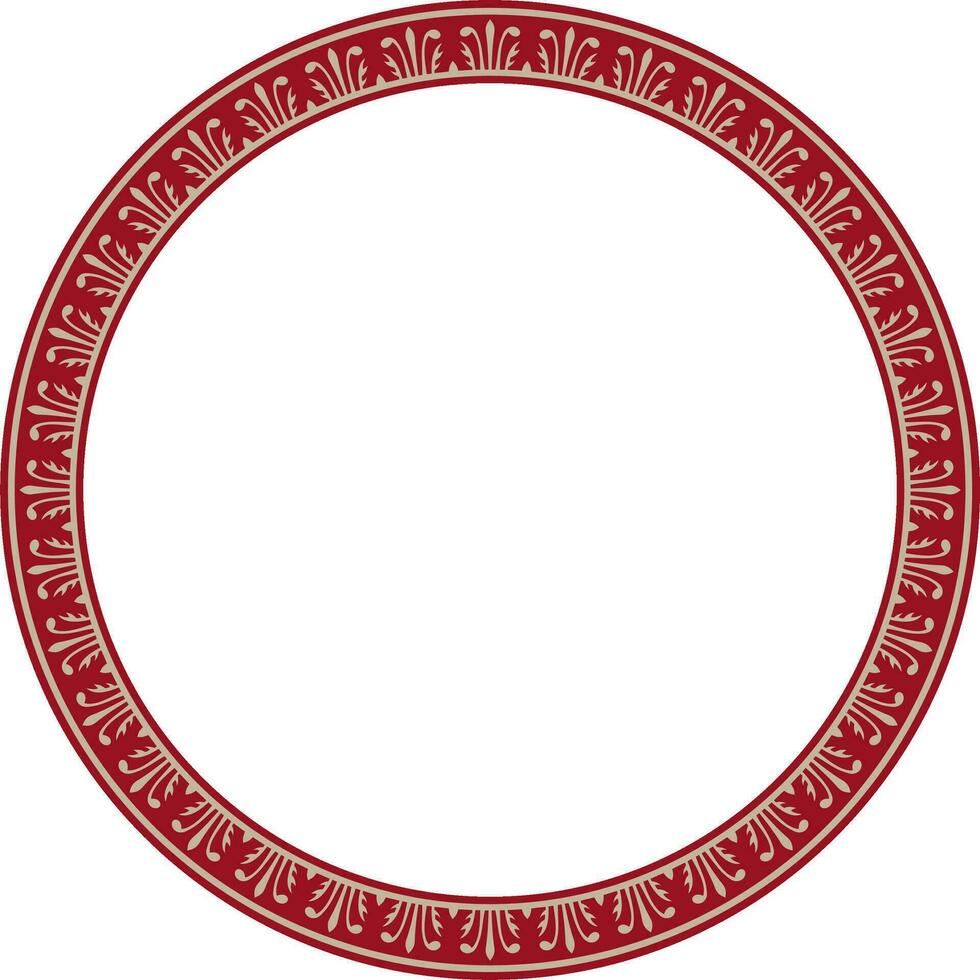 Vector gold and red round Chinese ornament. Frame, border, circle, ring of Asian peoples of the East.