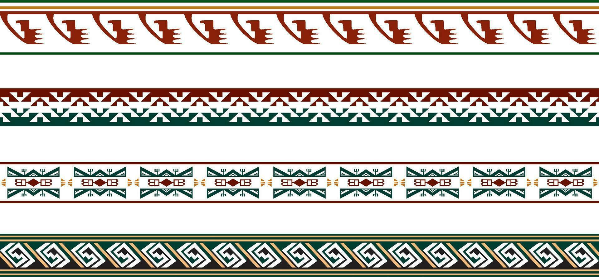 Vector set of colored Native American national borders. frames in the style of the Aztecs, Mayans, Incas.