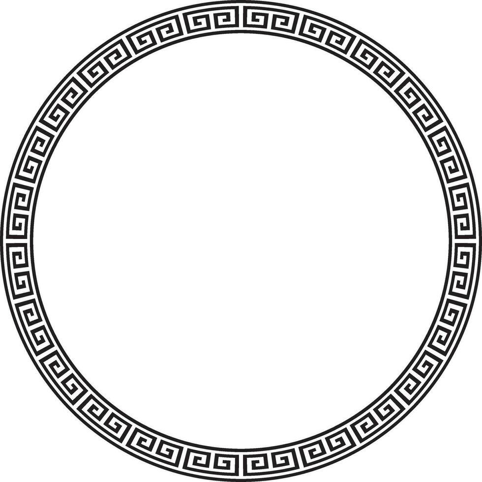 Vector round monochrome classic frame. Greek meander. Patterns of Greece and ancient Rome. Circle european border