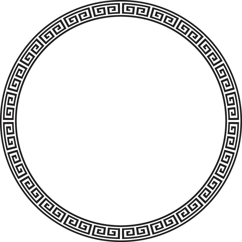 Vector round monochrome classic frame. Greek meander. Patterns of Greece and ancient Rome. Circle european border