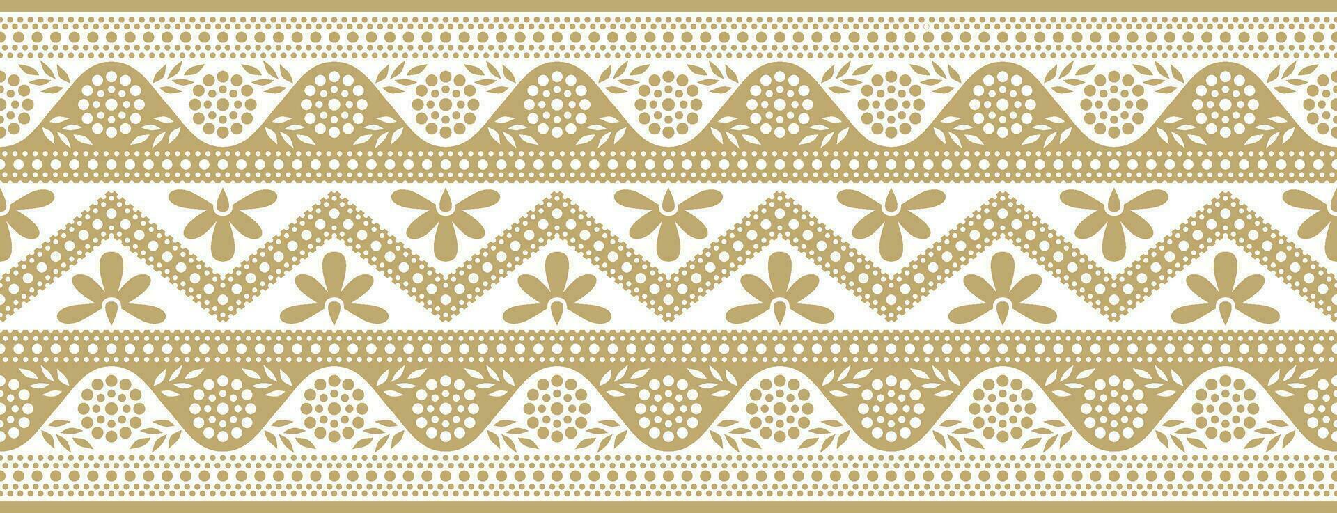 Vector golden seamless Indian ornament. Ethnic national border, India frame.