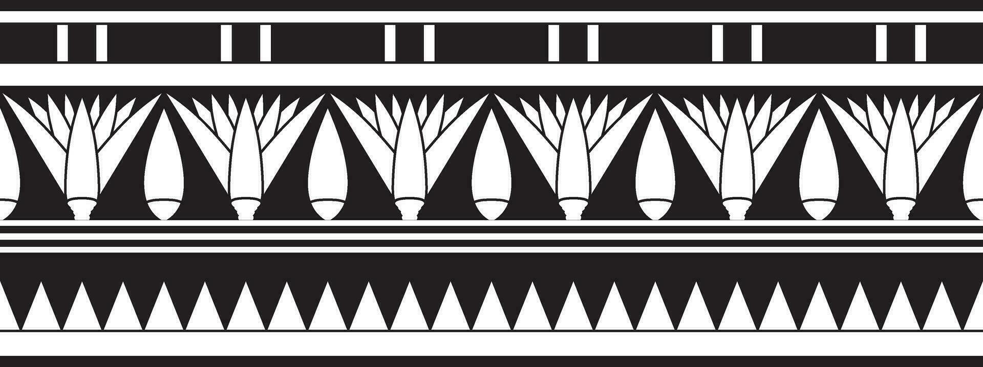 Vector ancient black monochrome Egyptian seamless ornament. Endless national ethnic border, frame.