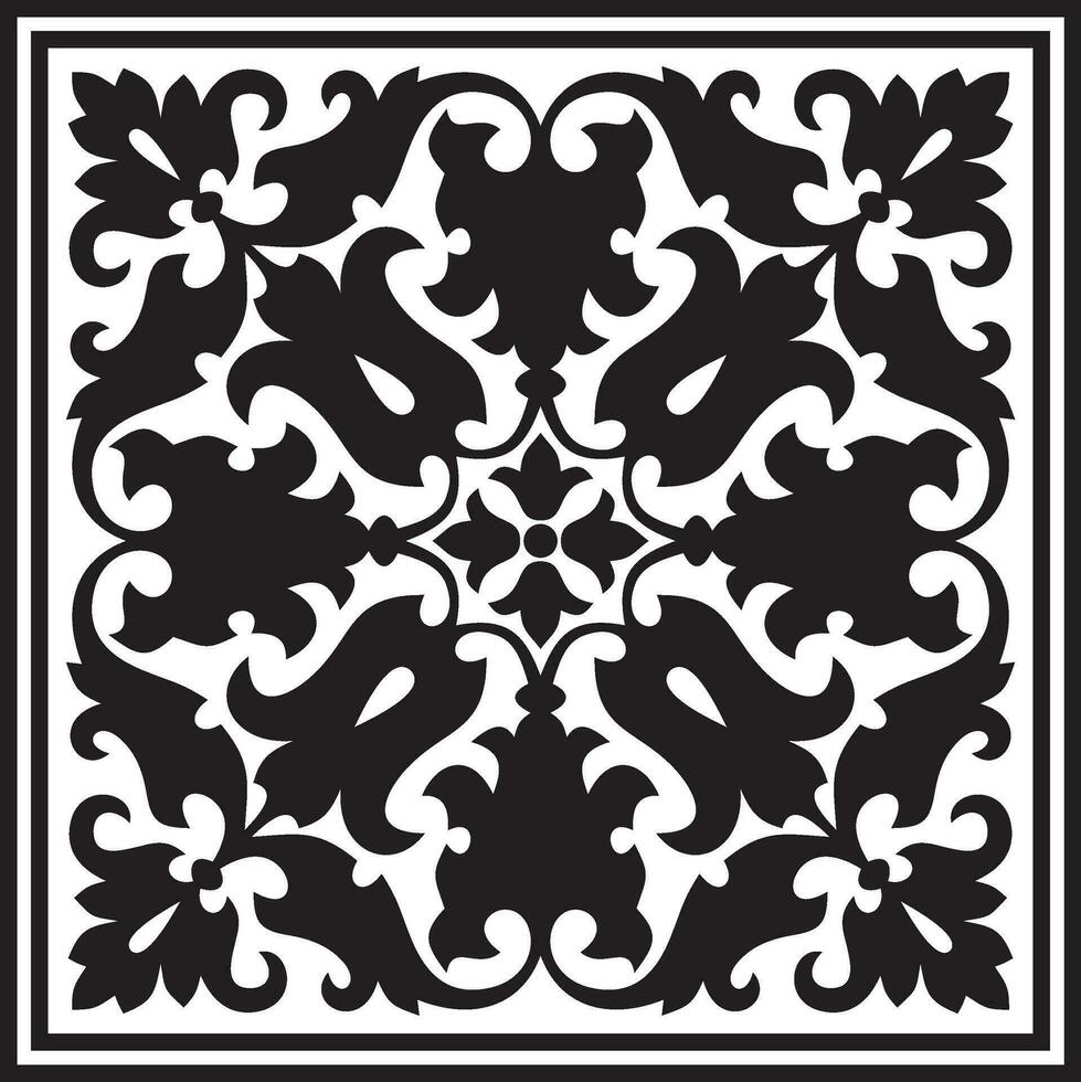 vector cuadrado monocromo negro ornamento de antiguo Roma. romano clásico europeo patrón, teja.