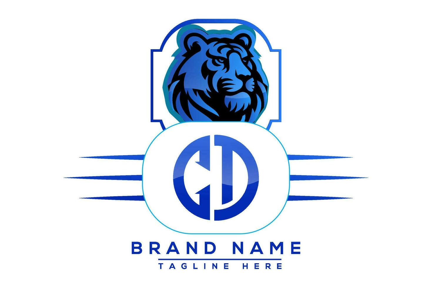 CD Tiger logo Blue Design. Vector logo design for business.