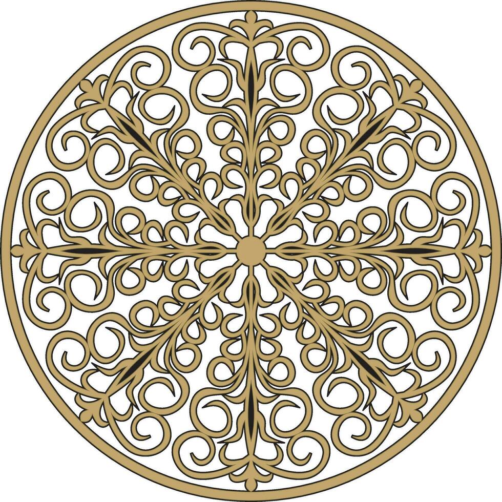 Vector gold round ornament. Gold circle from the pattern.
