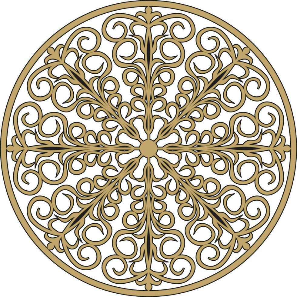 Vector gold round ornament. Gold circle from the pattern.