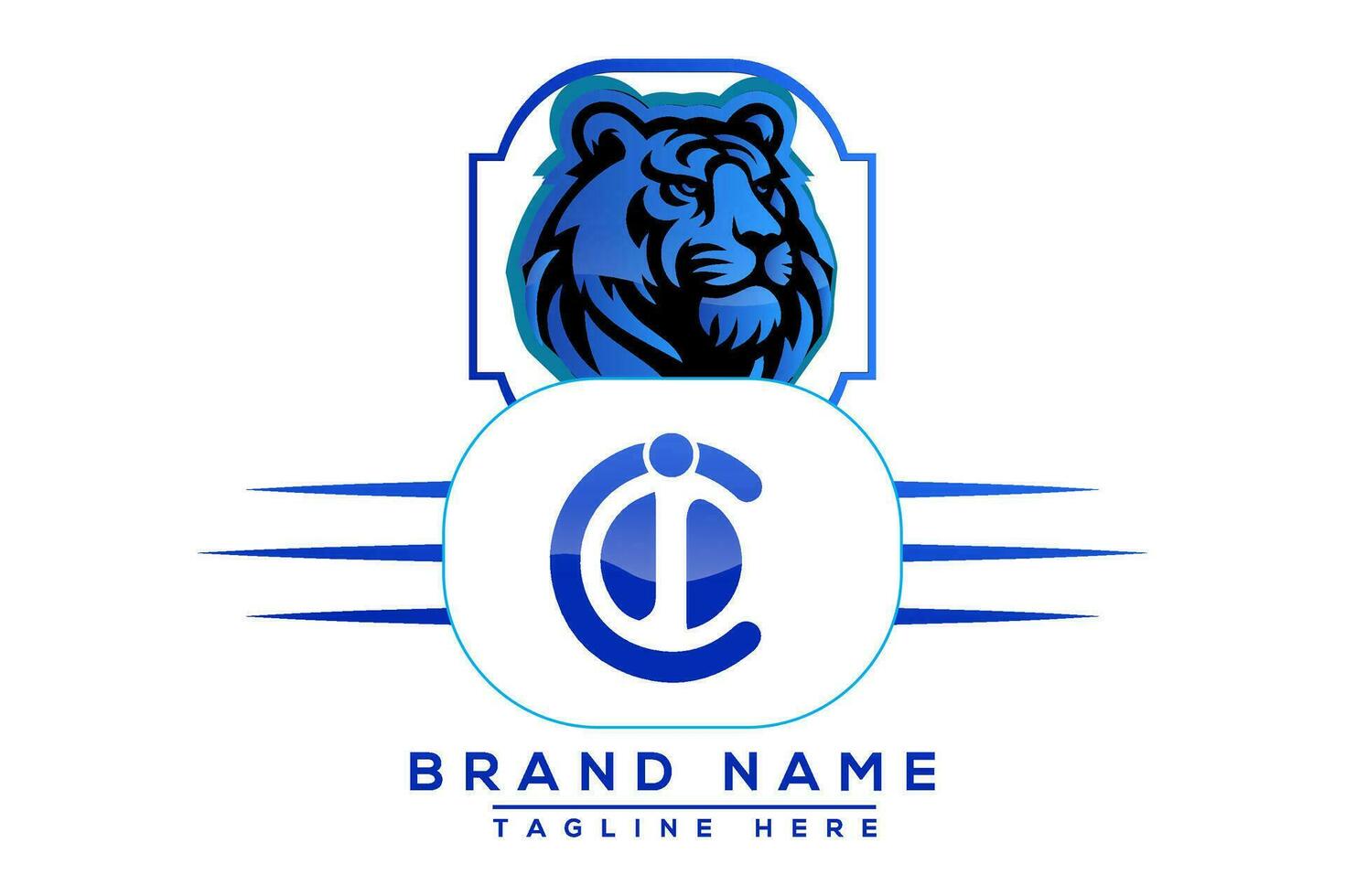 CI Tiger logo Blue Design. Vector logo design for business.