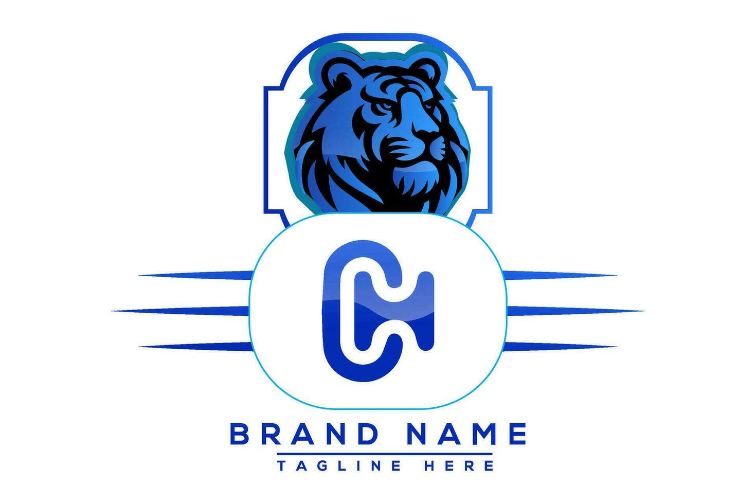 CH Tiger logo Blue Design. Vector logo design for business.