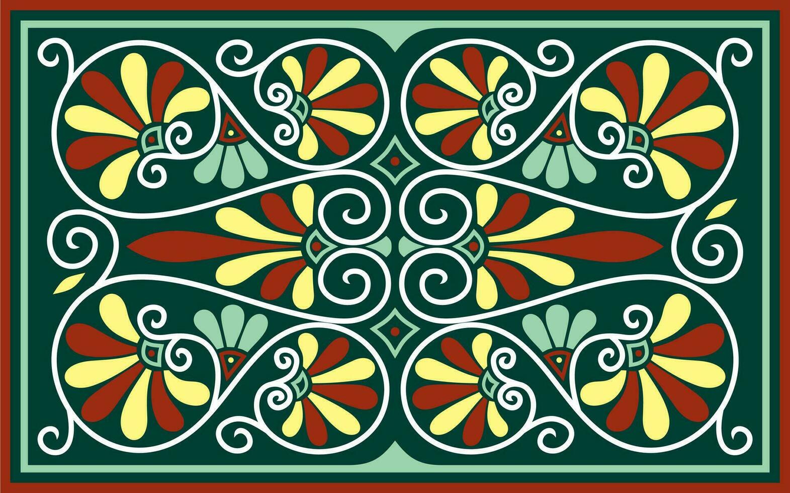 vector de colores verde cuadrado clásico ornamento de antiguo Grecia y romano imperio. teja, arabesco, bizantino modelo