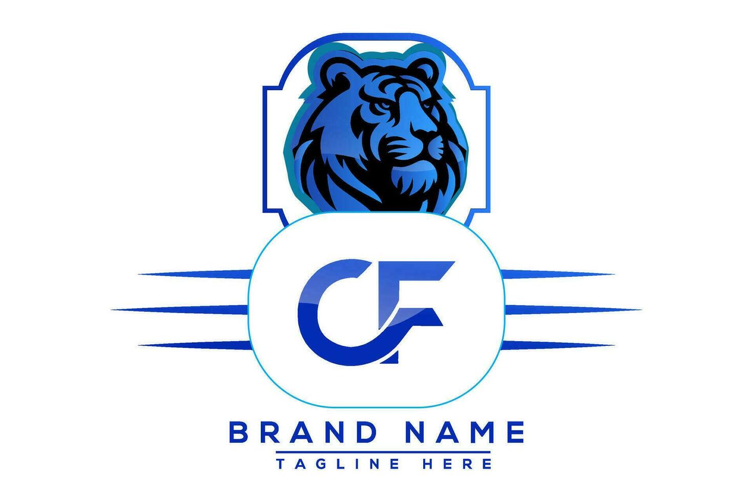 cf Tigre logo azul diseño. vector logo diseño para negocio.