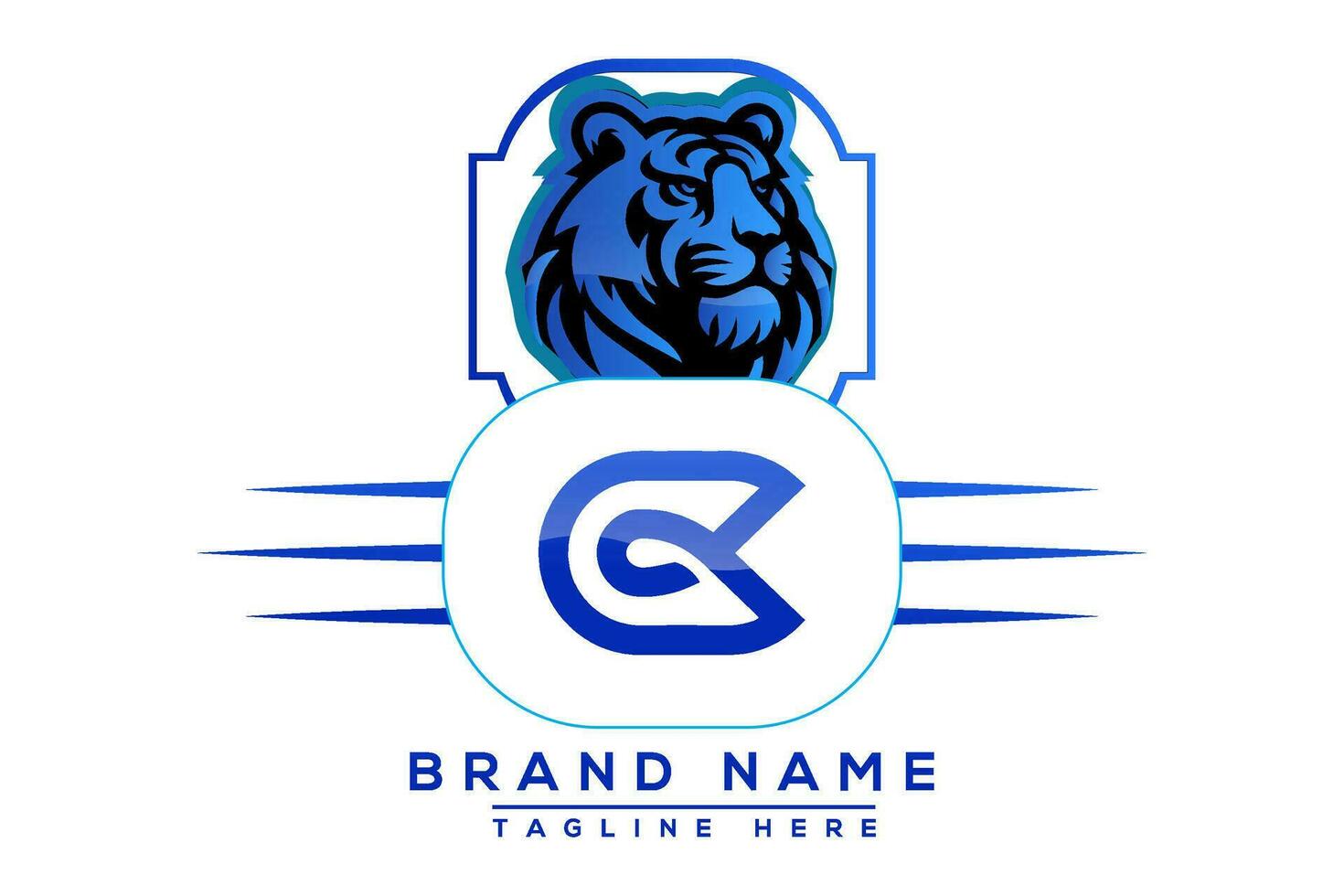 cg Tigre logo azul diseño. vector logo diseño para negocio.