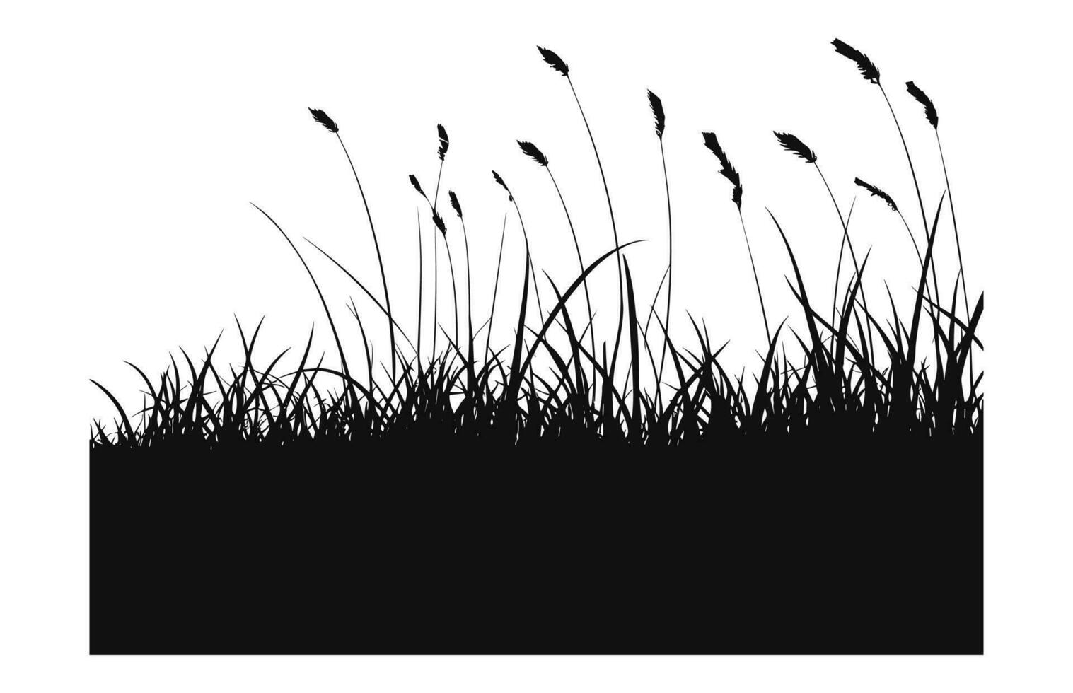 A Grass vector Silhouette isolated on a white background