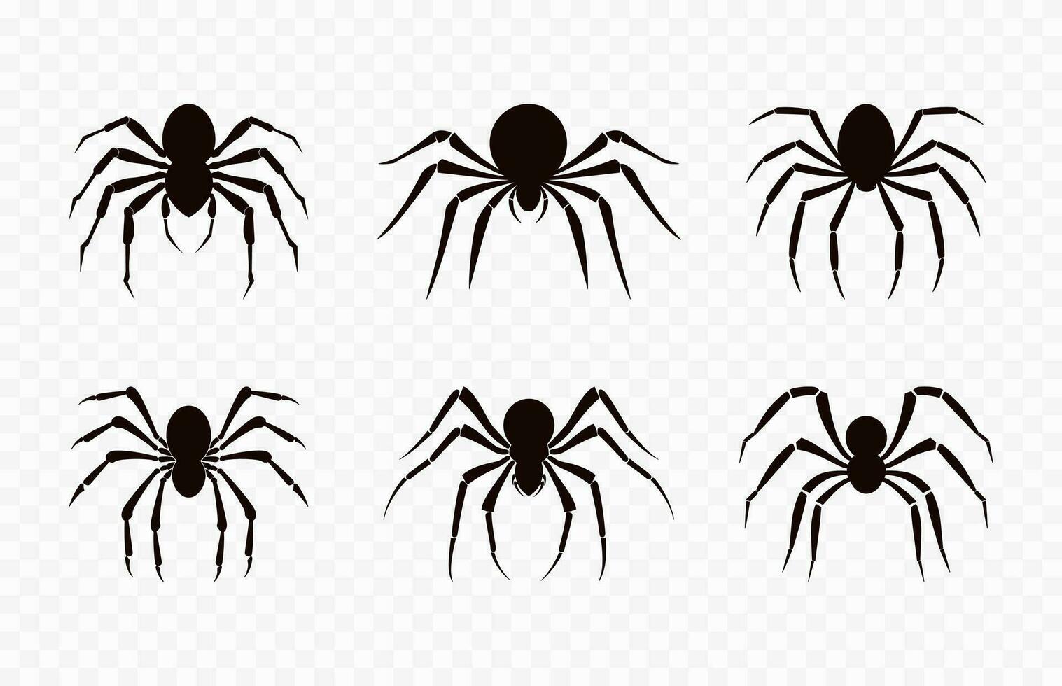 Spider Silhouettes vector set, Spiders black silhouette bundle