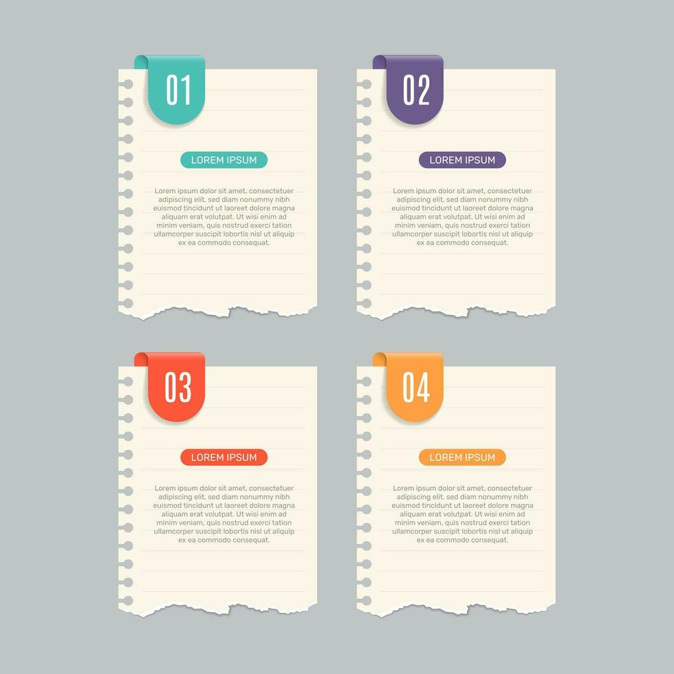 Business Infographic with note paper design vector. vector