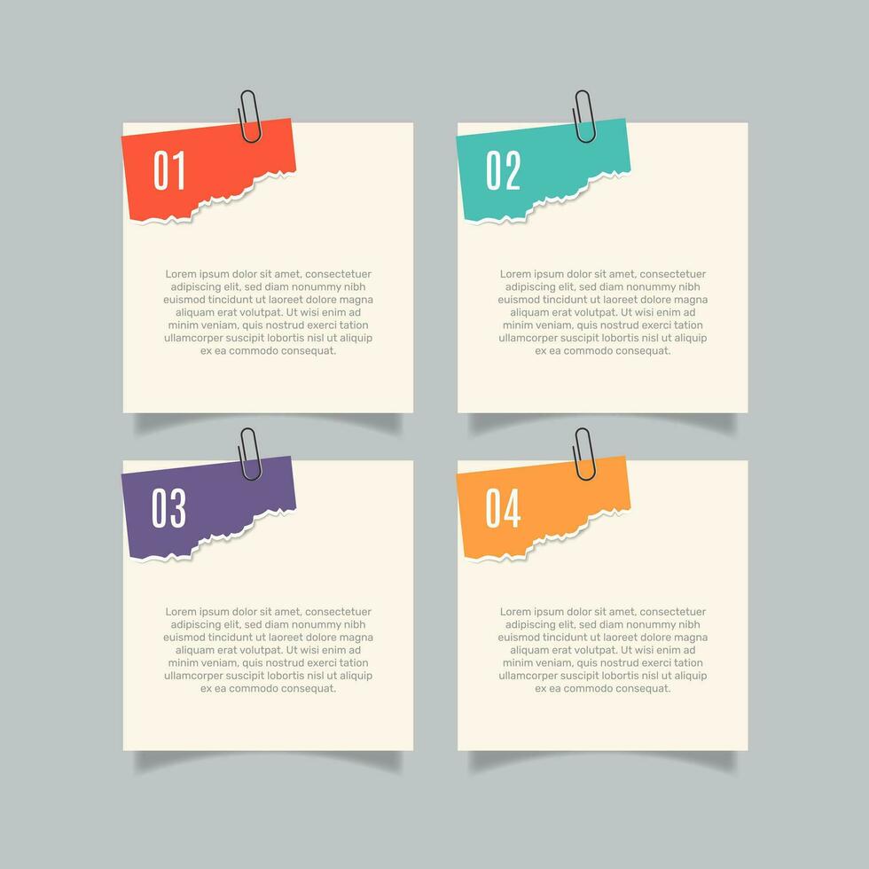 Business Infographic with note paper design vector. vector