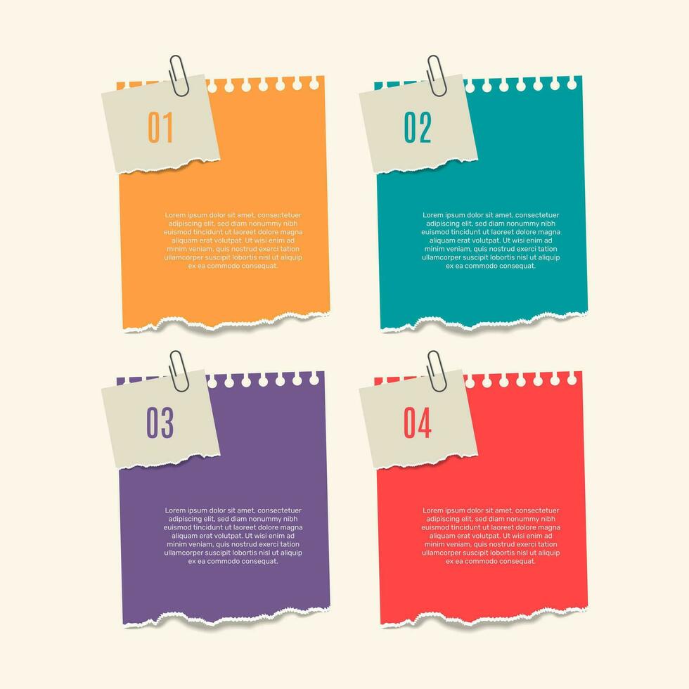 Business Infographic with note paper design vector. vector
